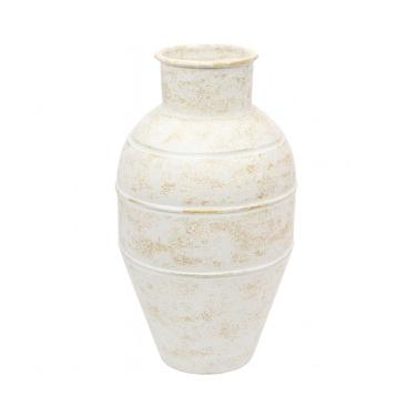 Imagem de Vaso Decorativo Em Metal Branco Patina 49x21cm Lucatti