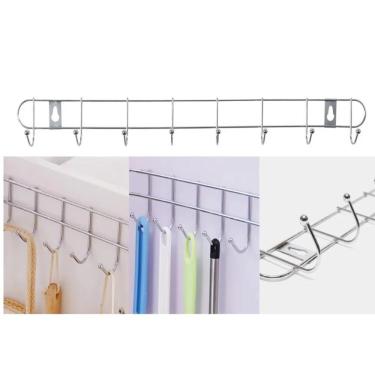 Imagem de Cabideiro De Parede Grande 10 Ganchos Suporte Multiuso Organizador Guarda Roupa Lavanderia Banheiro Cozinha Pendurar Ute