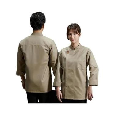 Imagem de Uniforme De Chef Preto, Camisa De Cozinha De Manga Longa, Roupa De Tra