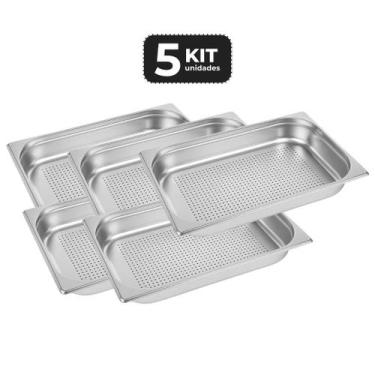 Imagem de Kit 5 cuba perfurada inox 1/1 gn 65 para buffet - Chef Line