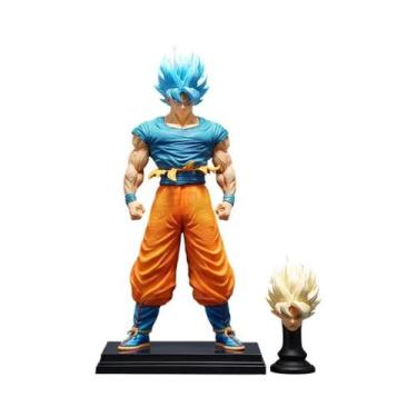 Imagem de Figurinha Goku Com Cabelo Rosa E Azul, Super Saiyan 3, Estátua De PVC 