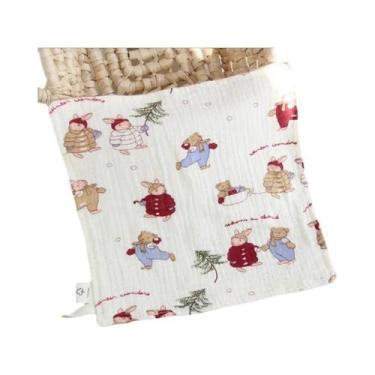 Imagem de Toalha De Saliva Para Bebê Com Estampa Floral Em Musselina De 4 Camada