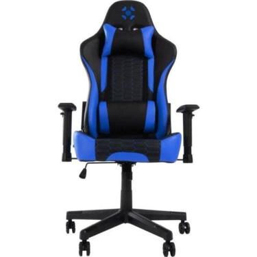Imagem de Cadeira Gamer Cruiser com Revestimento Sintético e Encosto Reclinável 155º com Almofadas Preto-azul