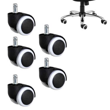 Imagem de Rodinha Giratoria de Cadeira Para Escritorio Kit 5 Uni Resistente Home Office Casa Trabalho Estudo Quarto
