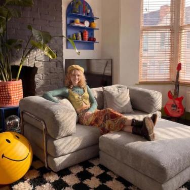 Imagem de Sofá Cama Casal 2 lugares com Apoio de Pés e Haste Inox Bloom 1,90m So