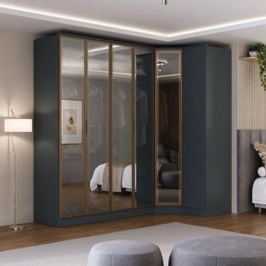 Imagem de Guarda Roupa Modulado 2,40m Portas Reflecta c/ Led 100% MDF - Mambel Q