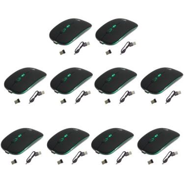 Imagem de Kit 10 Mouses Sem Fio Recarregável Mega M185 com Led DPI Ajustável