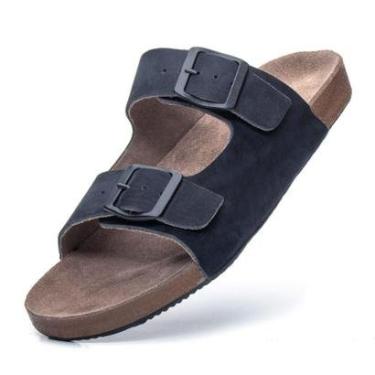 Imagem de Sandália Masculina Papete Confort Couro Legitimo Burly Heads Leve Gênero:Masculino;Cor:...