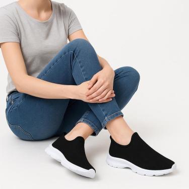 Imagem de Tênis Sem Cadarço Feminino Caminhada Academia Casual Calce Facil Basico Confortavel Pre...