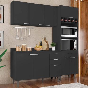 Imagem de Armário De Cozinha Com Tampo Cp02 180cm Pérola Preto Z34 - Mpozenato