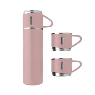 Imagem de Garrafa Térmica com 3 Canecas Tampas Acampar Viajar Café Cozinha 5803 