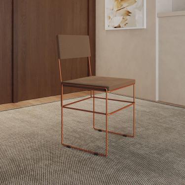 Imagem de Cadeira de Jantar Industrial Vitória Estofada Veludo Base Cobre para Sala Cozinha Mesa-...