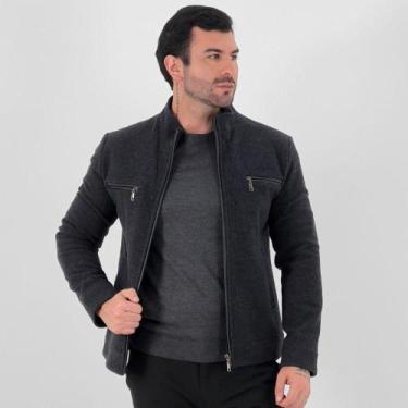 Imagem de Jaqueta Monte Carlo de Lã com Zíper Masculina, 50, Mescla escuro