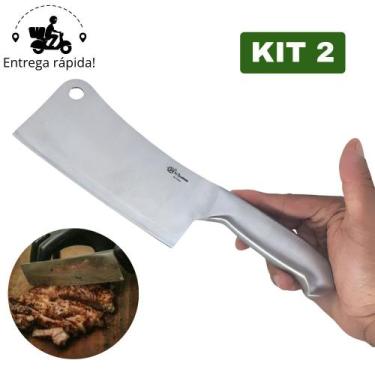 Imagem de Kit 2 Machadinha Profissional em Aço Inox Cutelo para Churrasco e Carn