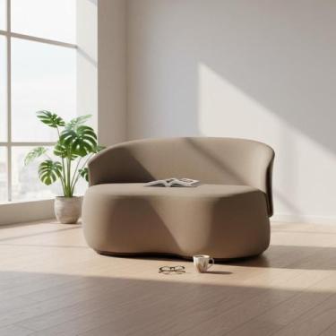 Imagem de Namoradeira Decorativa Beatriz Orgânica Composê Couro Marrom Suede Cap