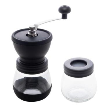 Imagem de Moedor De Café Em Aço Inox Com Porta Pó Extra De Vidro Preto Lyor