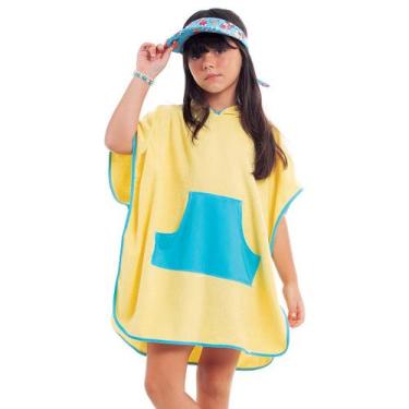 Imagem de Roupão Poncho Bebê e Infantil Atoalhado com Capuz Amarelo Cecí, 6M