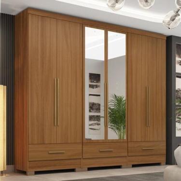 Imagem de Quarto Modulado 100% MDF 3 Peças 6 Portas 3 Gavetas com Espelhos Smart