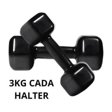 Imagem de Par Halter Emborrachado Sextavado 3kg Peso Exercício Treino - HENVIFER