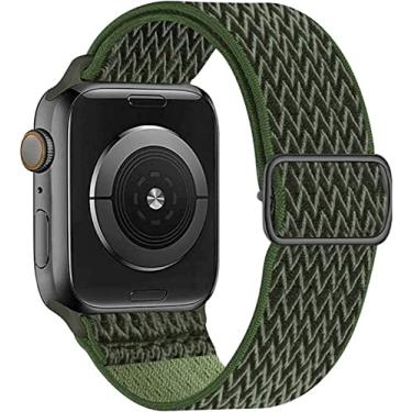 Imagem de Pulseira Nylon Solo Elástica Compatível com Apple Watch (38/40/41, Chevron Verde Militar)