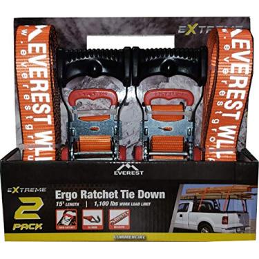 Imagem de Everest – 2 peças – 3,8 cm – 4,5 m – 3,8 kg – Carga de trabalho de 4,5 kg – Resistência à ruptura – Alternativa de fivela – Alças de carga perfeitas para aparelhos de movimento, equipamentos de gramado e motocicletas