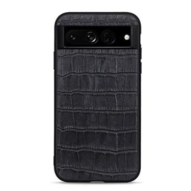 Imagem de Capa para Google Pixel 6/6 Pro, capa protetora ultrafina de couro PU com estampa de crocodilo clássico, à prova de choque, antiarranhões, preta, 6 Pro 17 cm