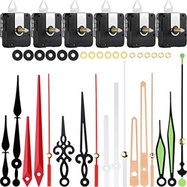 Imagem de Mudder 6 peças de mecanismo de movimento de relógio de eixo longo de alto torque com pasters, ganchos e 6 pares diferentes de peças de reparo de relógio de mão (20 mm/0,78 polegadas)