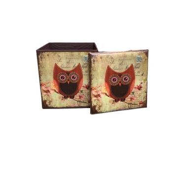 Imagem de Puff baú com estampa de coruja P