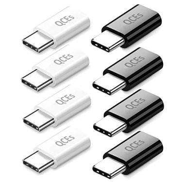 Imagem de QCEs Conversor de adaptador Micro USB para USB C Pacote com 8 sincronização rápida e carregamento compatível com Samsung Galaxy S10 S10e S9 S9+ S8 Plus Note 9/8 Google Pixel 2/3 XL Nexus 6P LG V40 V30 V20 G7 G6 G5 Mais