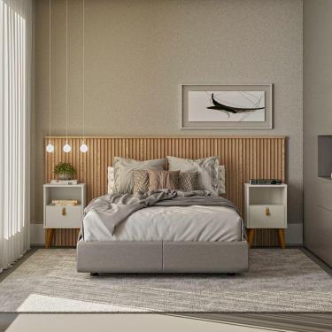 Imagem de Cabeceira Casal Queen 240cm com Frame Laranjeiras Linea Brasil Carvalho