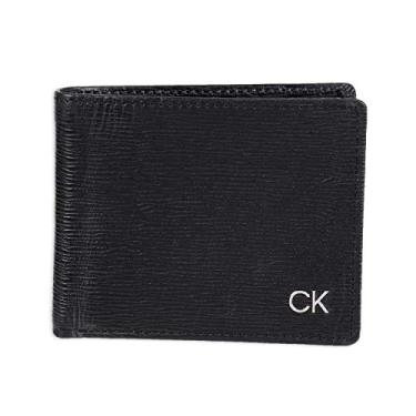 Imagem de Calvin Klein Carteira masculina minimalista de couro RFID com vários compartimentos para cartão e janela para identidade, Preto Slimfold, tamanho nico