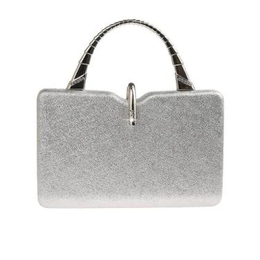 Imagem de Bolsas Clutch Femininas Couro PU Bolsas Clutch Casamento Bolsa Ombro Acessórios, Prata, M
