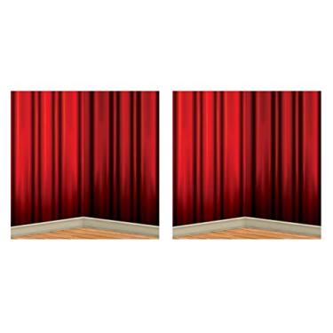 Imagem de Beistle Pano de fundo de cortina vermelha 2 peças, 10,8 x 76,8 cm, multicolorido