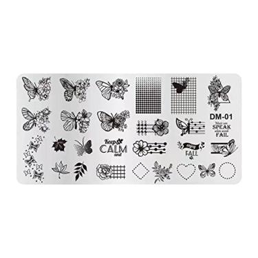 Imagem de Modelo De Carimbo De Unha Impressão De Unhas De Unhas De Estamplas De Unhas Flores Flores Butterfly Design Stamp Fool for Manicure Salon Home Diy Halloween Natal