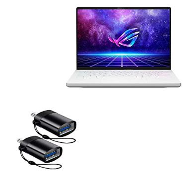 Imagem de Cabo BoxWave compatível com ASUS ROG Zephyrus G14 (GA402) (cabo da BoxWave) - USB-C para um PortChanger (pacote com 2), chaveiro portátil USB tipo-C OTG para ASUS ROG Zephyrus G14 (GA402) - preto ardósia