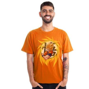 Imagem de Camiseta Goku Super Saiajin Laranja Unissex Adulto 100% Algodão Oficia