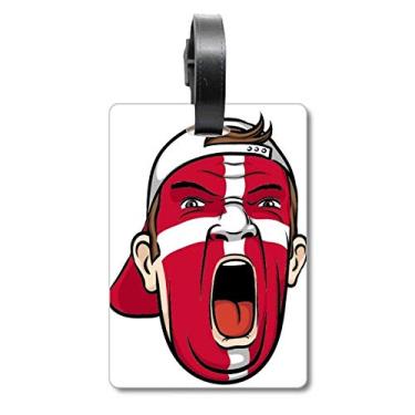 Imagem de Bandeira da Dinamarca Máscara de Cabeça de Maquiagem Facial Bolsa Etiqueta Bagagem Cartão Suspenso Etiqueta, multicolored