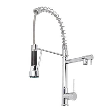 Imagem de Torneira De Cozinha Com Pulverizador Pull Down, AçO InoxidáVel Com Torneiras Monocomando De Cozinha Em Liga De Cobre Galvanizado, Torneira Com Mola De Descarga 360° Para Cozinha