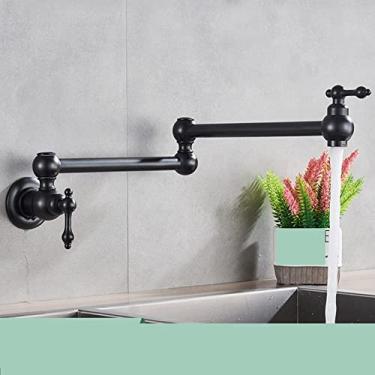 Imagem de Torneira de cozinha dobrável de níquel escovado, montagem na parede, bico dobrável giratório, alça única, torneira de pia de água fria, B4