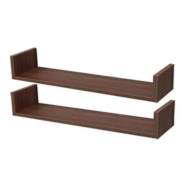 Imagem de Kit 2 Prateleiras U 100 x 10cm Nogal Suporte Invisível