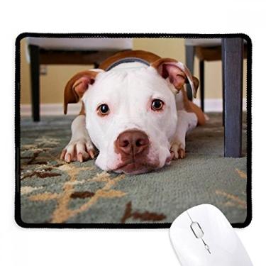 Imagem de Mouse pad branco Bulldog para animais de estimação com bordas costuradas Tapete de borracha para jogos