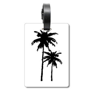 Imagem de Bolsa de viagem de praia com desenho de coqueiro, etiqueta para cartão de bagagem