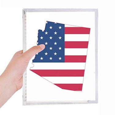 Imagem de Caderno Arizona com mapa dos EUA e estrelas em forma de bandeira listrada diário de folhas soltas recarregável