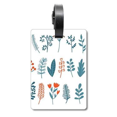 Imagem de Ilustração de folhas de plantas coloridas de Natal, bolsa de bagagem, etiqueta para cartão de bagagem