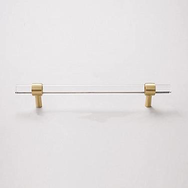 Imagem de Puxadores e puxadores de armário em acrílico transparente, gaveta dourada, móveis de peito, puxadores de porta de luxo, puxadores de cozinha para banheiro, acrílico L220 mm 160 mm