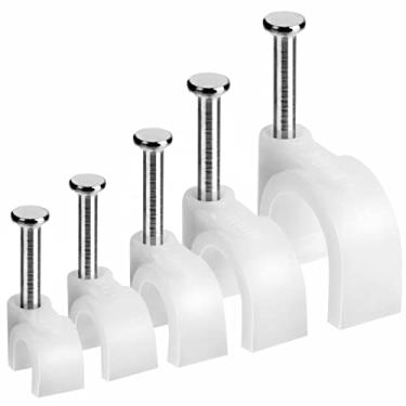 Imagem de Bates - Clipes de cabo com pregos de aço, branco, 360 peças, 4 mm, 5 mm, 6 mm, 8 mm, 10 mm, clipes de cabo, clipes de cabo branco, clipes de cabo Ethernet, clipes de cabo, clipes de cabo coaxial, clipes de cabo