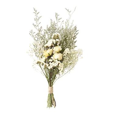 Imagem de Fenteer Buquê Romântico de Flores Secas para Decoração DIY Vaso para Festa mento Adereços Fotográficos, Branco, Tamanho real