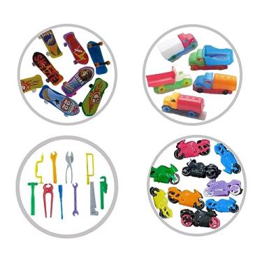 Imagem de Kit 100 mini Brinquedos Nacional Skate Caminhão Ferramentas e Motos para Mimos Prendas Lembrancinhas Sacolinha Surpresa Festas