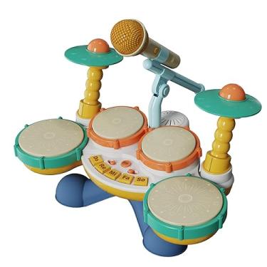 Imagem de Conjunto de Tambor para Bebê, Brinquedos Leves, 3 Anos, Durável, com Microfone de Brinquedo, Brinquedos Sensoriais para Bebês, Instrumentos Musicais, Estilo b, Tamanho real