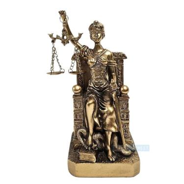 Imagem de Thêmis Deusa da Justiça sentada estátua decorativa resina luxo 16 cm